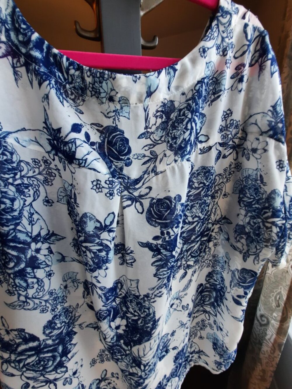 Streetwear Society Blue and White sheer blouse - Picture 5 of 6